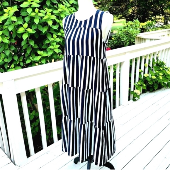 J. Crew Navy & White Striped Maxi Medium - Picture 4 of 5